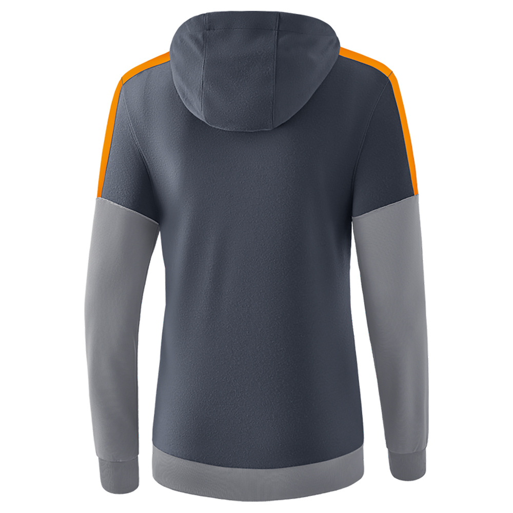 ERIMA SQUAD SUDADERA CON CAPUCHA, GRIS PIZARRA-GRIS-NARANJA MUJER. 