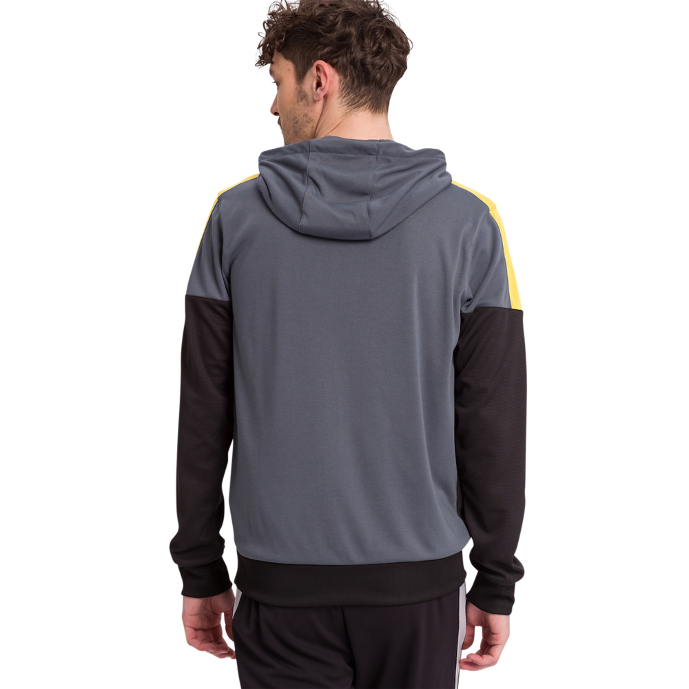 ERIMA SQUAD SUDADERA CON CAPUCHA, GRIS PIZARRA-NEGRO-AMARILLO NIÑO. 