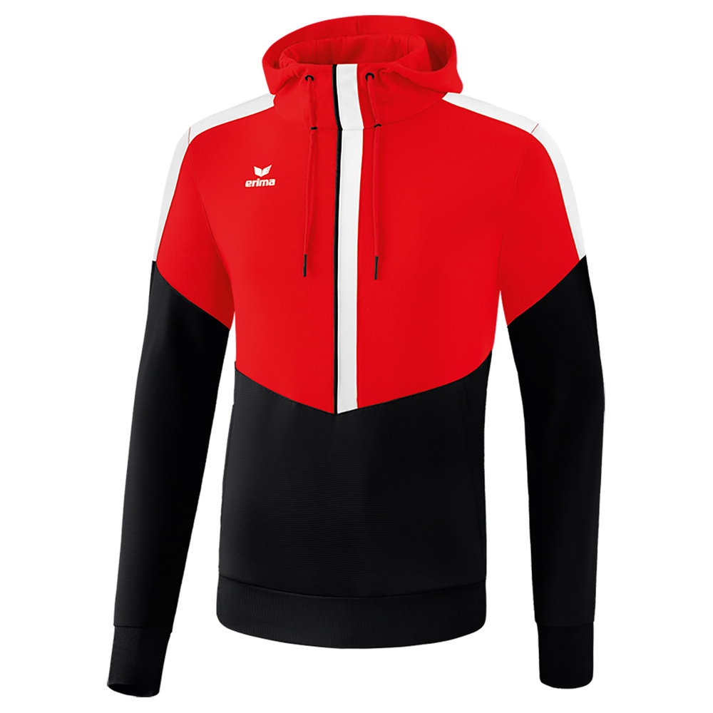 ERIMA SQUAD SUDADERA CON CAPUCHA, ROJO-NEGRO-BLANCO HOMBRE. 