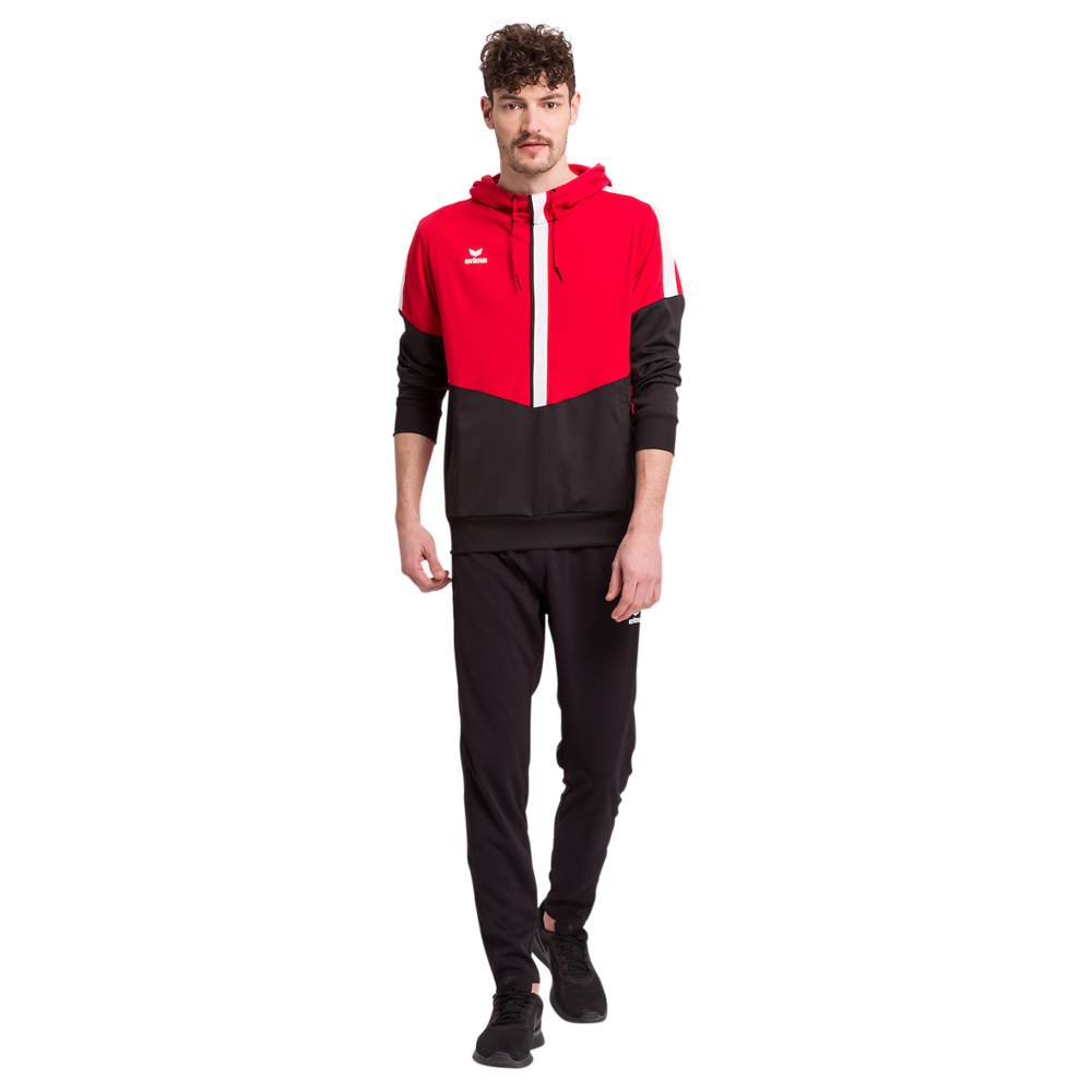 ERIMA SQUAD SUDADERA CON CAPUCHA, ROJO-NEGRO-BLANCO HOMBRE. 