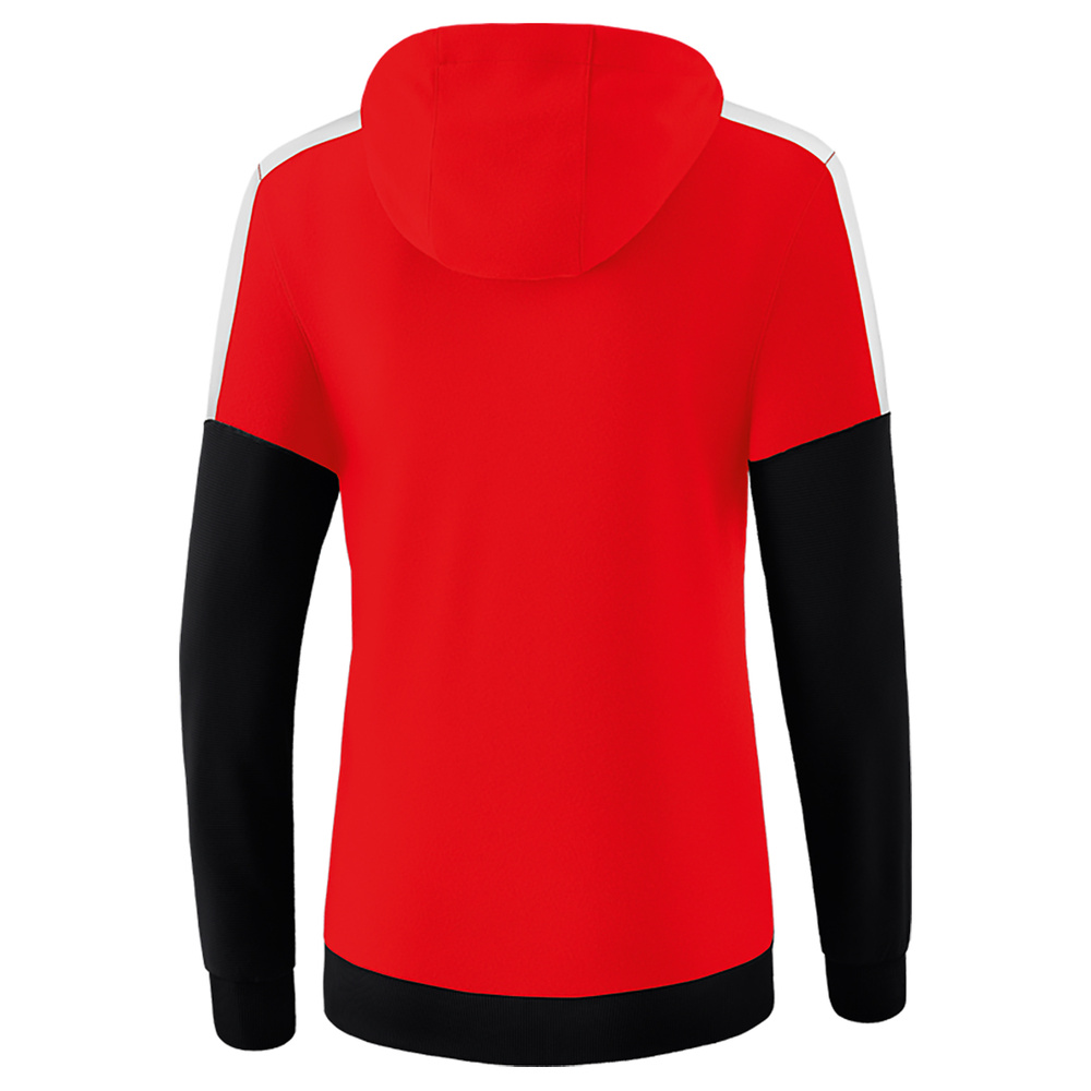 ERIMA SQUAD SUDADERA CON CAPUCHA, ROJO-NEGRO-BLANCO MUJER. 