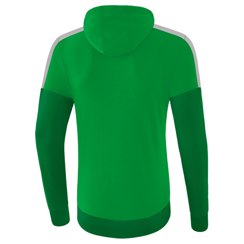 ERIMA SQUAD SUDADERA CON CAPUCHA, VERDE-ESMERALDA-PLATA HOMBRE. 