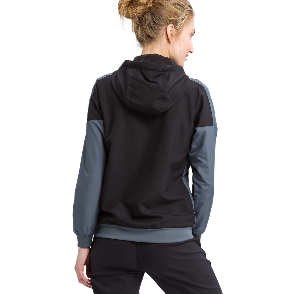 ERIMA SQUAD TRACK TOP JACKET WITH HOOD, BLACK-SLATE GREY WOMEN. 