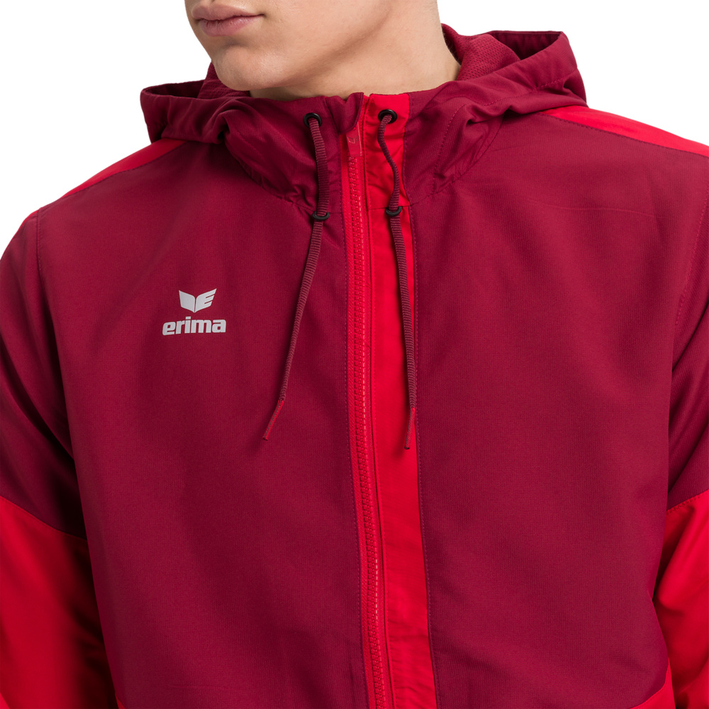 ERIMA SQUAD TRACK TOP JACKET WITH HOOD, BORDEAUX-RED MEN. 