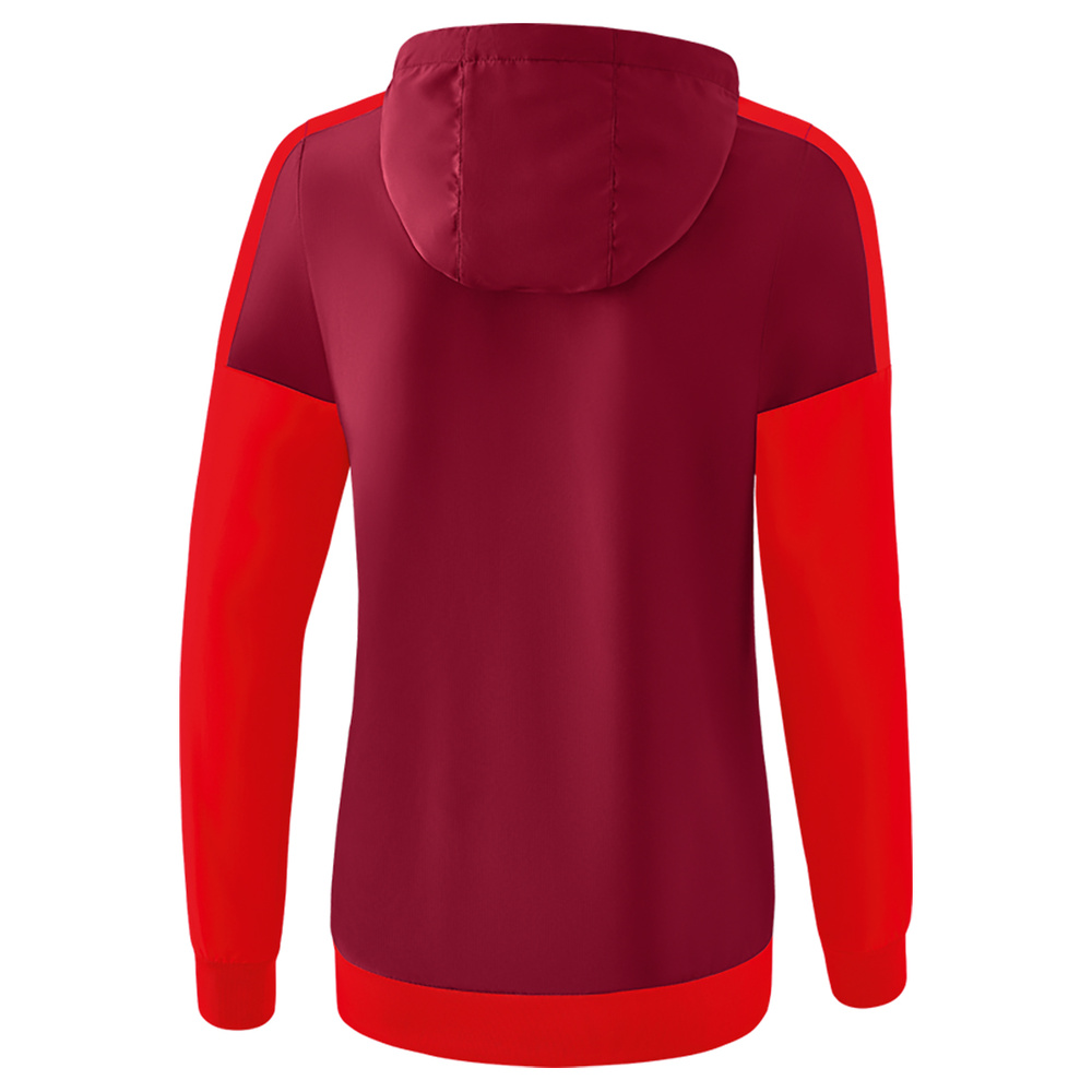 ERIMA SQUAD TRACK TOP JACKET WITH HOOD, BORDEAUX-RED WOMEN. 