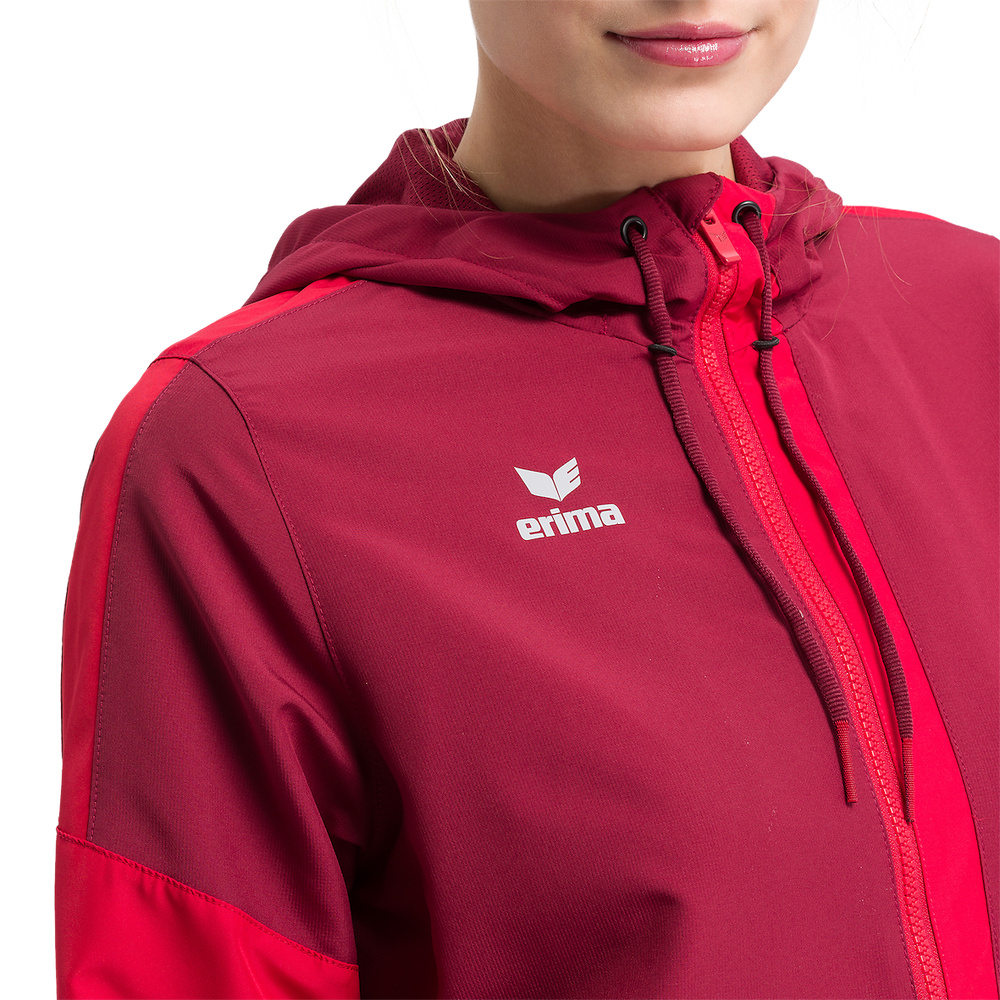 ERIMA SQUAD TRACK TOP JACKET WITH HOOD, BORDEAUX-RED WOMEN. 