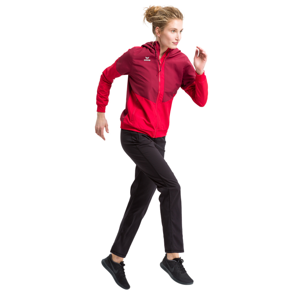 ERIMA SQUAD TRACK TOP JACKET WITH HOOD, BORDEAUX-RED WOMEN. 