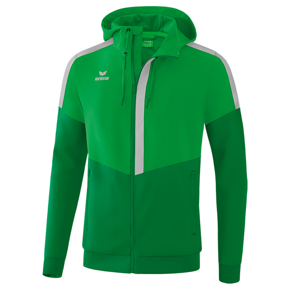 ERIMA SQUAD TRACK TOP JACKET WITH HOOD, GREEN-EMERALD-SILVER MEN. 