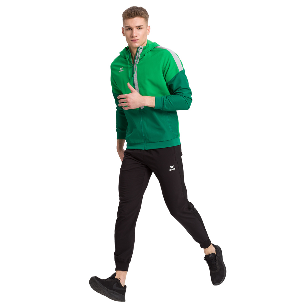 ERIMA SQUAD TRACK TOP JACKET WITH HOOD, GREEN-EMERALD-SILVER MEN. 