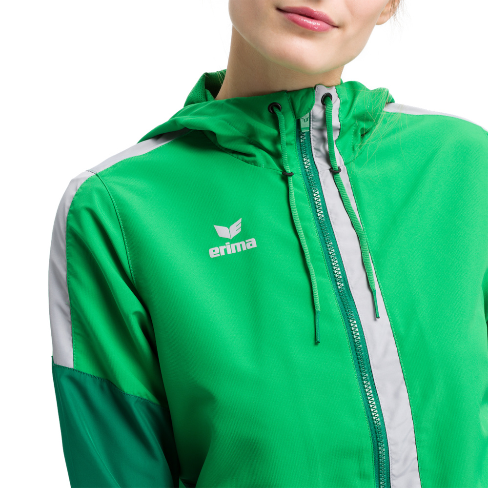 ERIMA SQUAD TRACK TOP JACKET WITH HOOD, GREEN-EMERALD-SILVER WOMEN. 