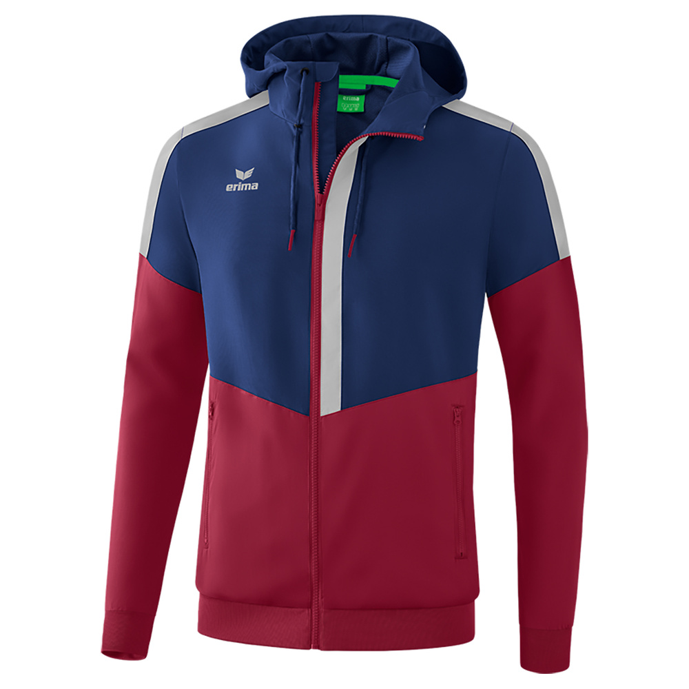 ERIMA SQUAD TRACK TOP JACKET WITH HOOD, NAVY-BORDEAUX-SILVER MEN. 