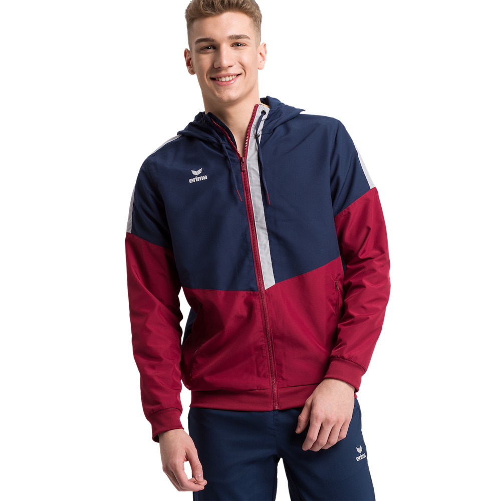 ERIMA SQUAD TRACK TOP JACKET WITH HOOD, NAVY-BORDEAUX-SILVER MEN. 