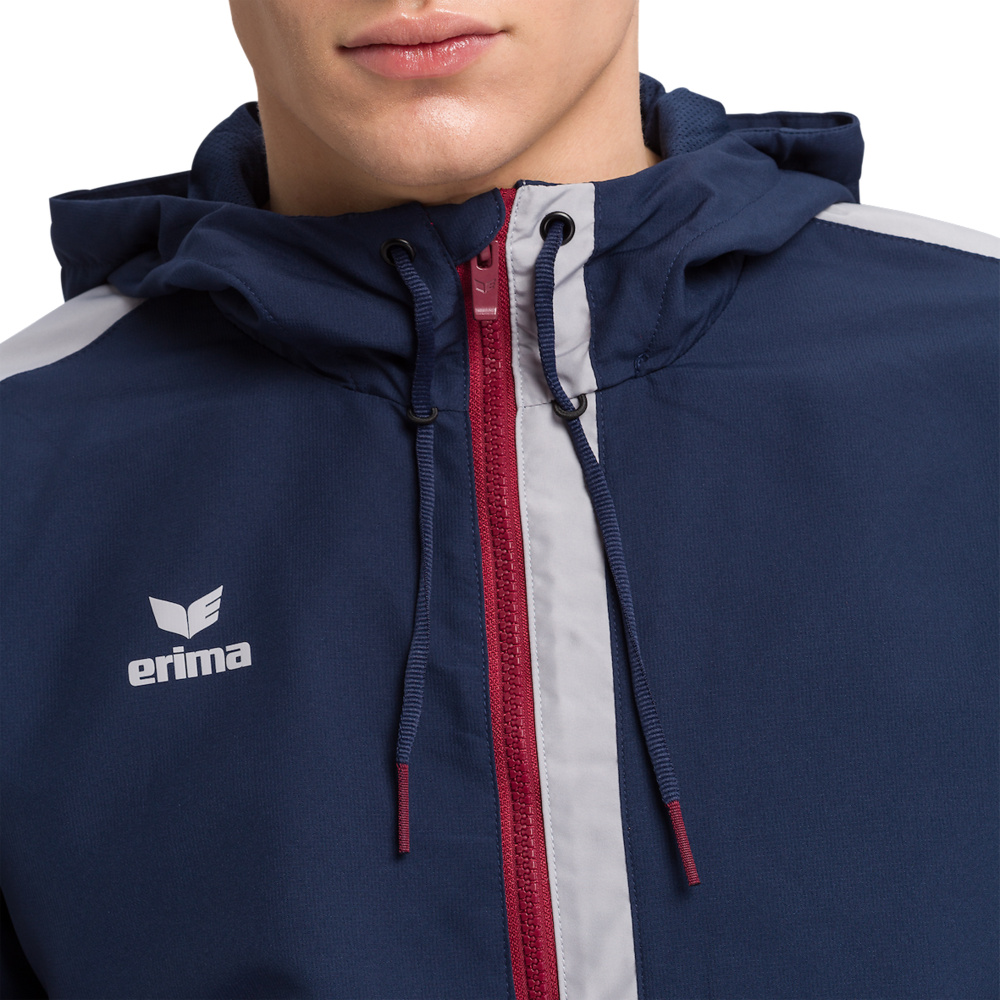 ERIMA SQUAD TRACK TOP JACKET WITH HOOD, NAVY-BORDEAUX-SILVER MEN. 