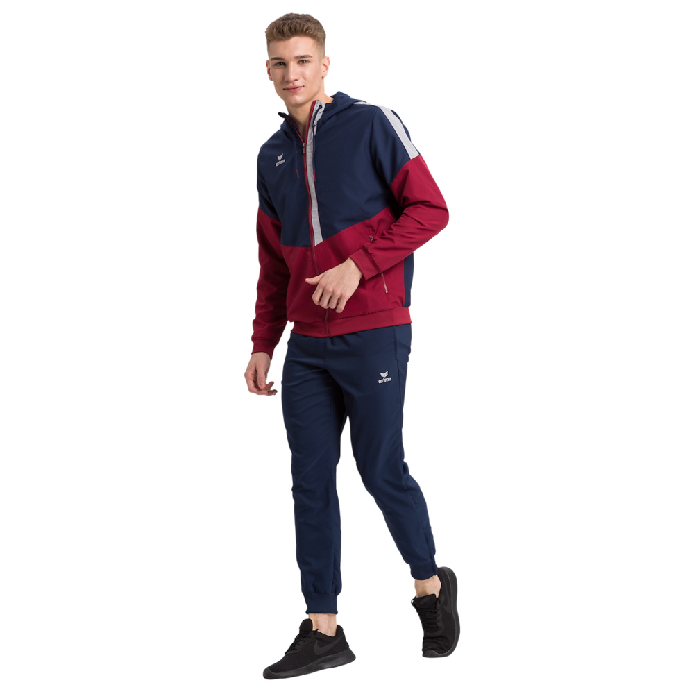 ERIMA SQUAD TRACK TOP JACKET WITH HOOD, NAVY-BORDEAUX-SILVER MEN. 