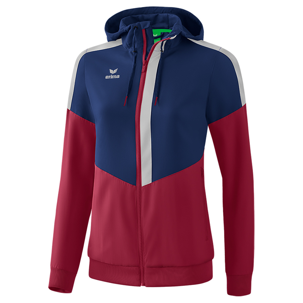 ERIMA SQUAD TRACK TOP JACKET WITH HOOD, NAVY-BORDEAUX-SILVER WOMEN. 