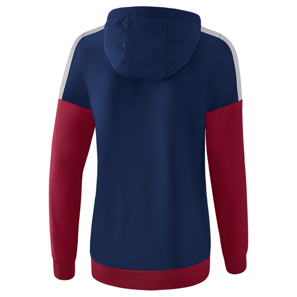 ERIMA SQUAD TRACK TOP JACKET WITH HOOD, NAVY-BORDEAUX-SILVER WOMEN. 