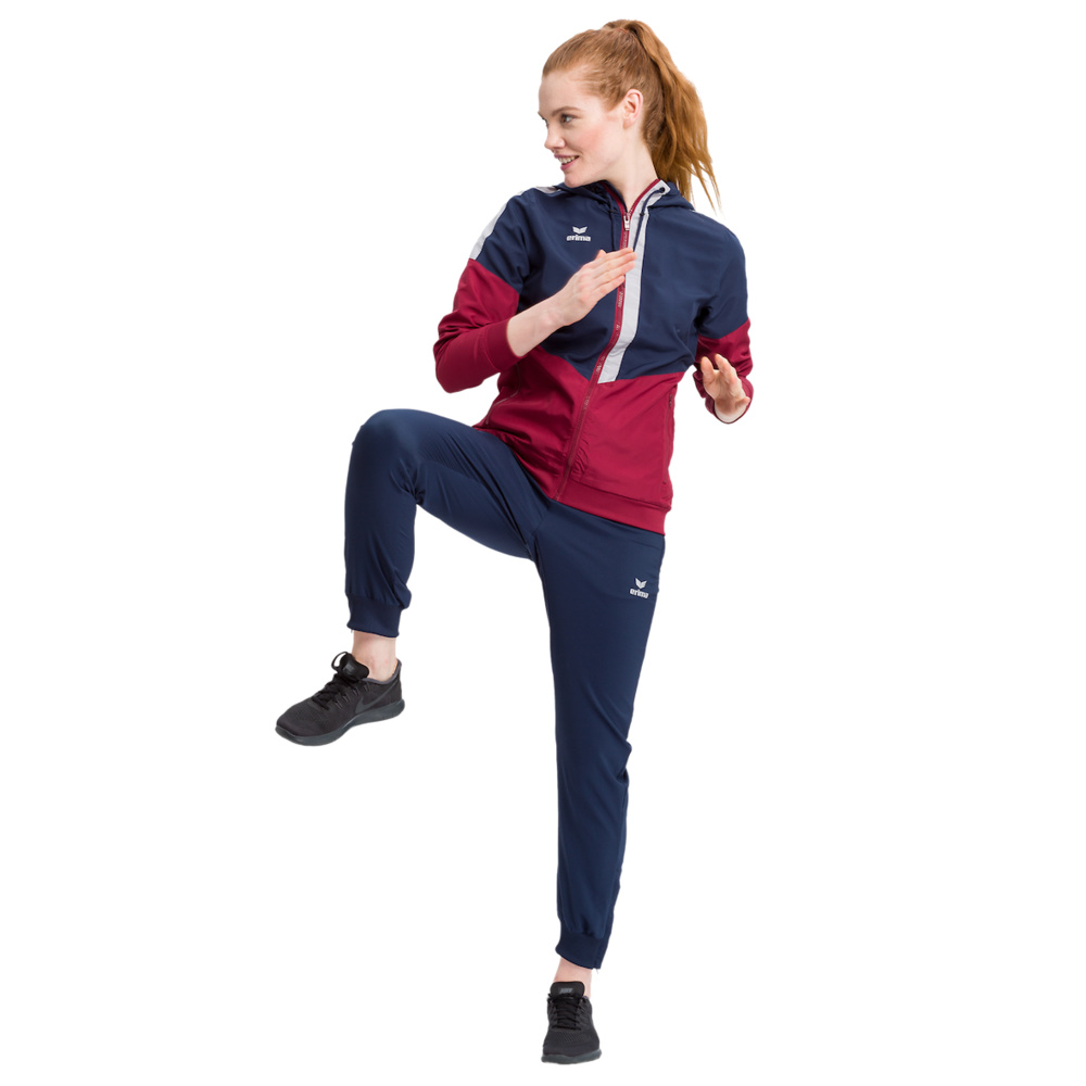 ERIMA SQUAD TRACK TOP JACKET WITH HOOD, NAVY-BORDEAUX-SILVER WOMEN. 