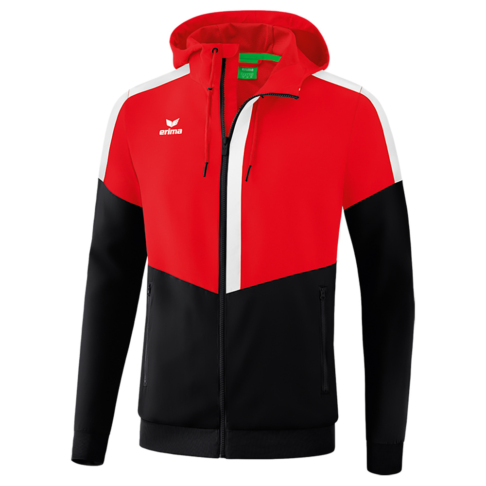ERIMA SQUAD TRACK TOP JACKET WITH HOOD, RED-BLACK-WHITE MEN. 
