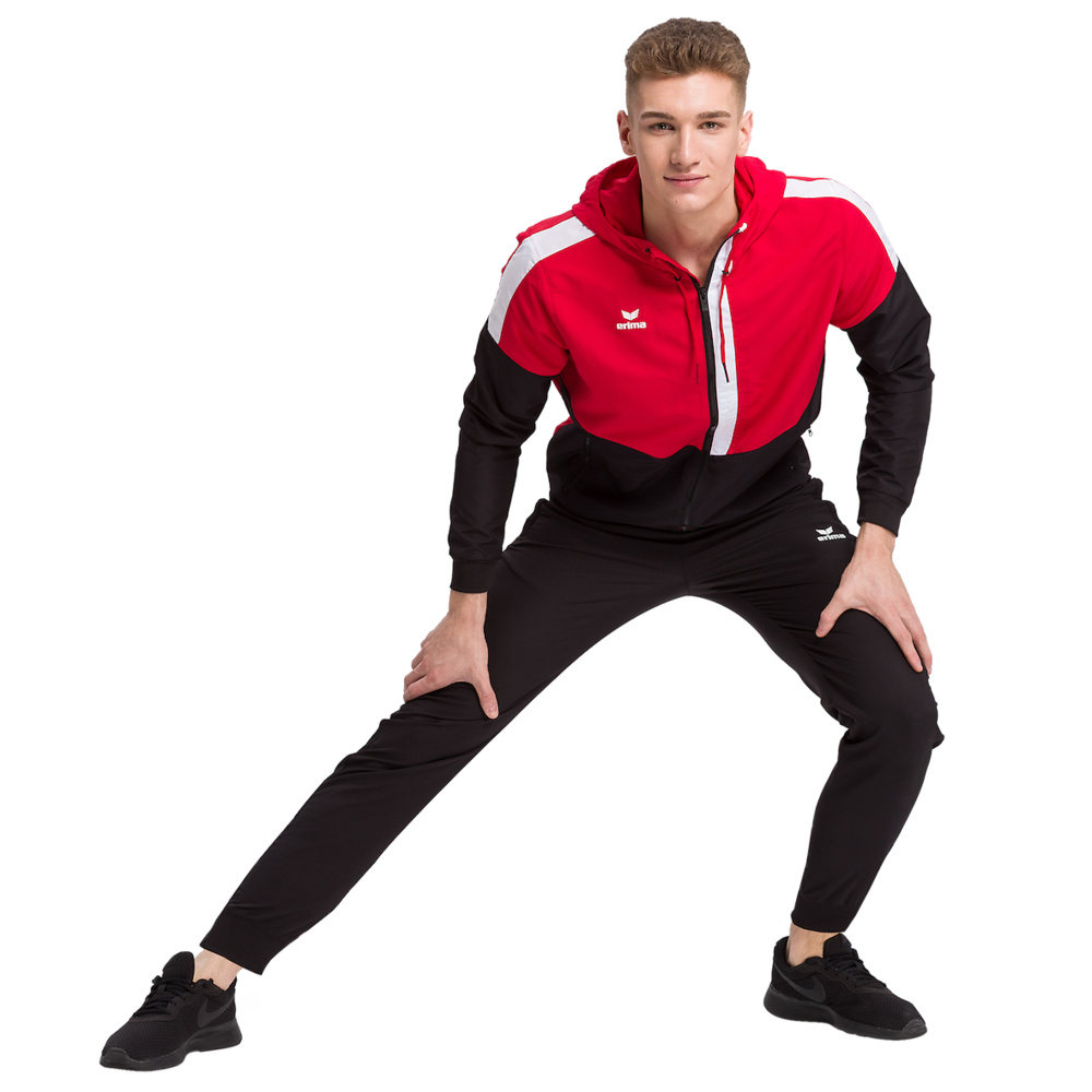 ERIMA SQUAD TRACK TOP JACKET WITH HOOD, RED-BLACK-WHITE MEN. 