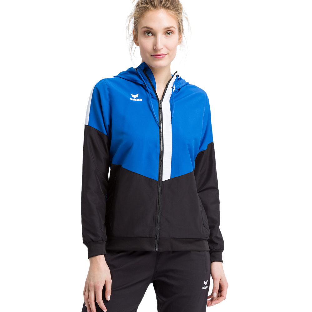 ERIMA SQUAD TRACK TOP JACKET WITH HOOD, ROYAL-BLACK-WHITE WOMEN. 