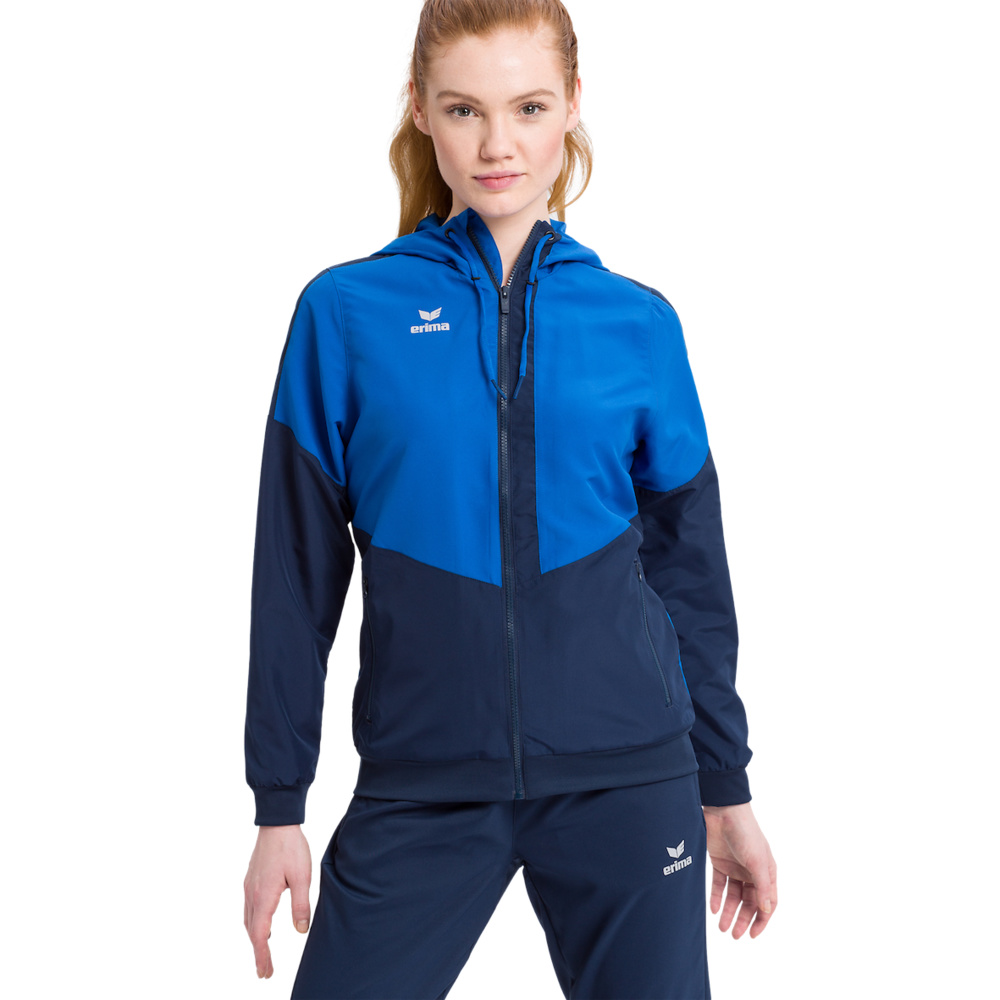 ERIMA SQUAD TRACK TOP JACKET WITH HOOD, ROYAL-NAVY WOMEN. 