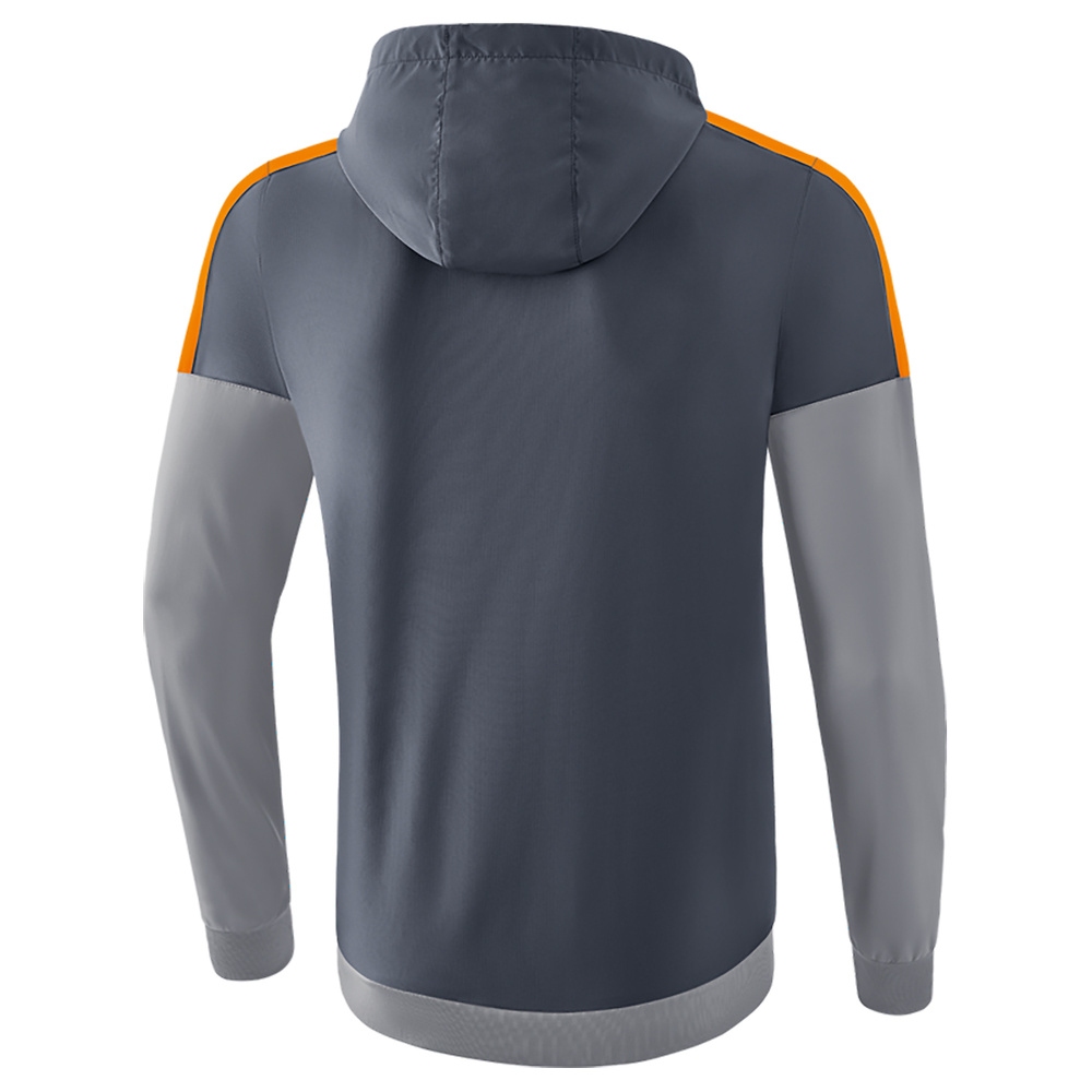 ERIMA SQUAD TRACK TOP JACKET WITH HOOD, SLATE GREY-GREY-ORANGE MEN. 