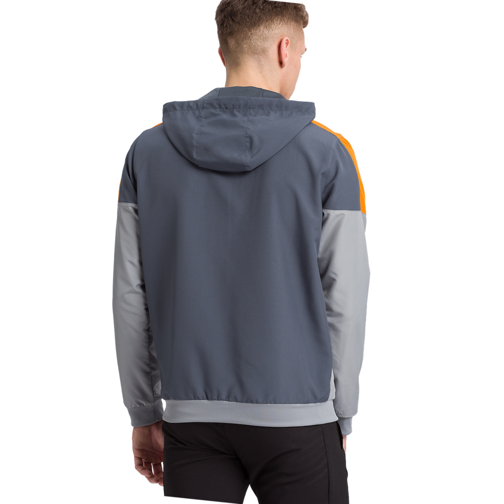 ERIMA SQUAD TRACK TOP JACKET WITH HOOD, SLATE GREY-GREY-ORANGE MEN. 