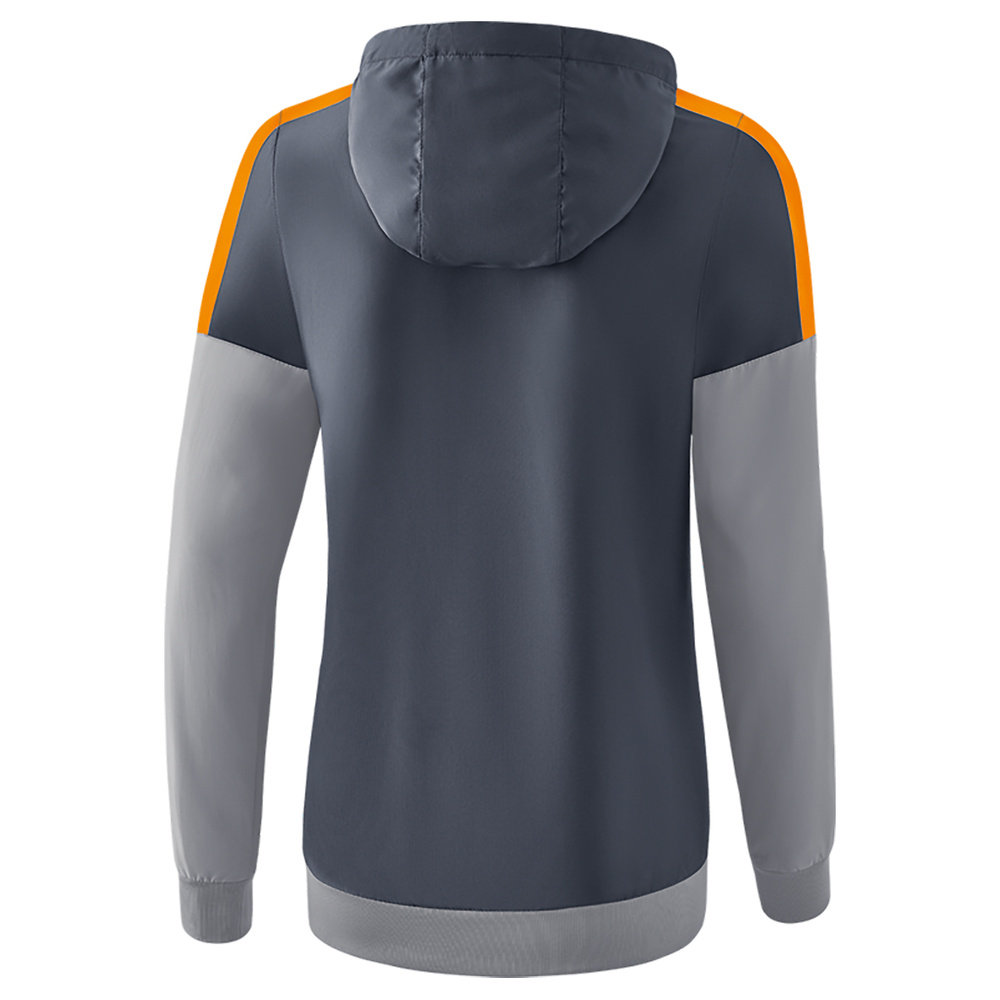 ERIMA SQUAD TRACK TOP JACKET WITH HOOD, SLATE GREY-GREY-ORANGE WOMEN. 