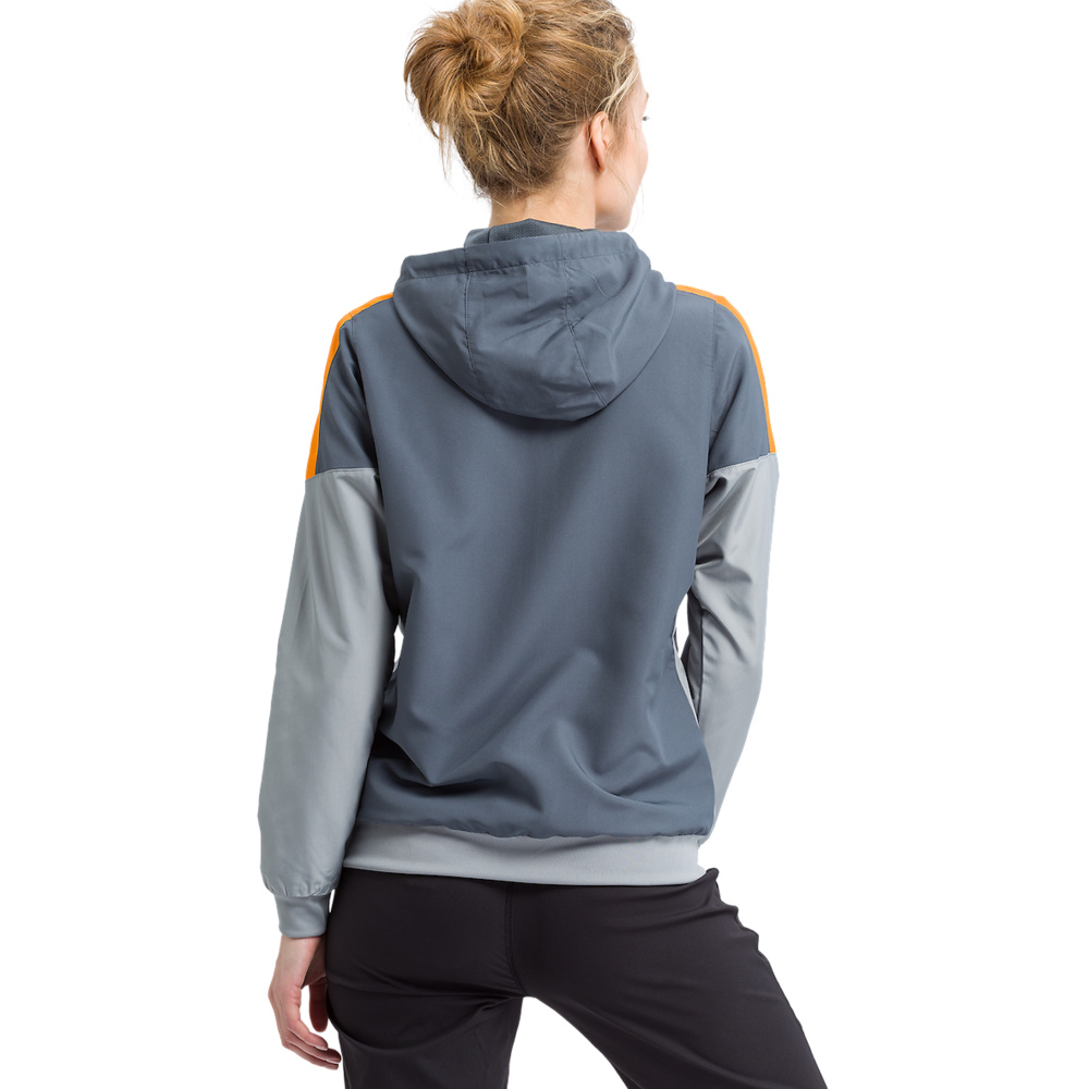 ERIMA SQUAD TRACK TOP JACKET WITH HOOD, SLATE GREY-GREY-ORANGE WOMEN. 