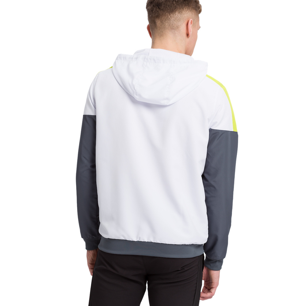 ERIMA SQUAD TRACK TOP JACKET WITH HOOD, WHITE-SLATE GREY-LIME MEN. 