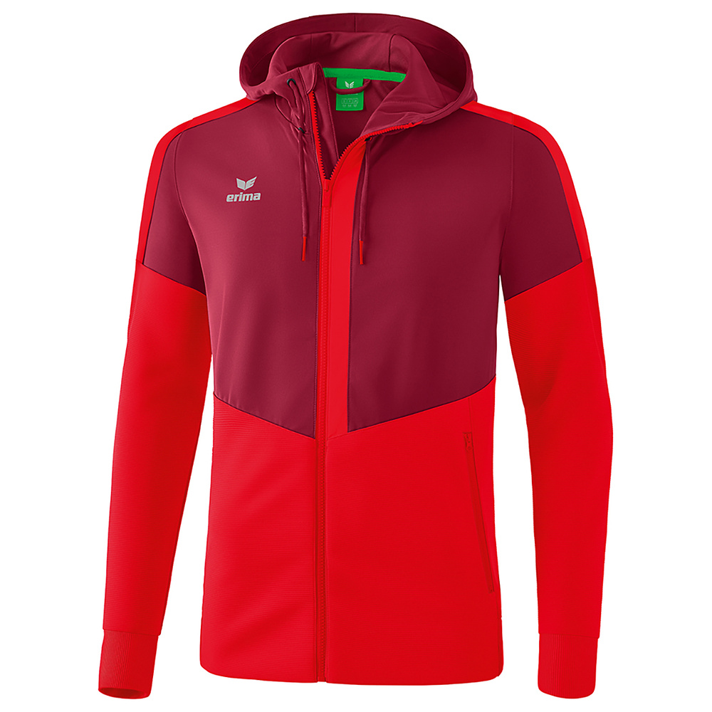 ERIMA SQUAD TRAINING JACKET WITH HOOD, BORDEAUX-RED KIDS. 