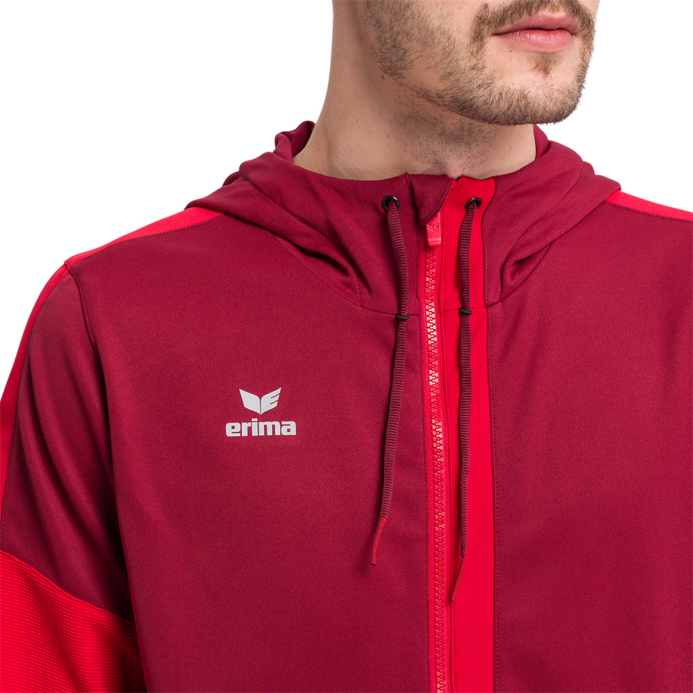 ERIMA SQUAD TRAINING JACKET WITH HOOD, BORDEAUX-RED KIDS. 