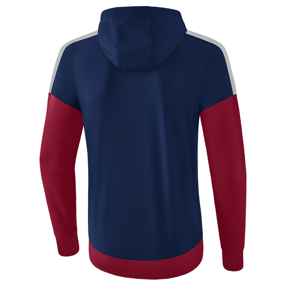 ERIMA SQUAD TRAINING JACKET WITH HOOD, NAVY-BORDEAUX-SILVER KIDS. 