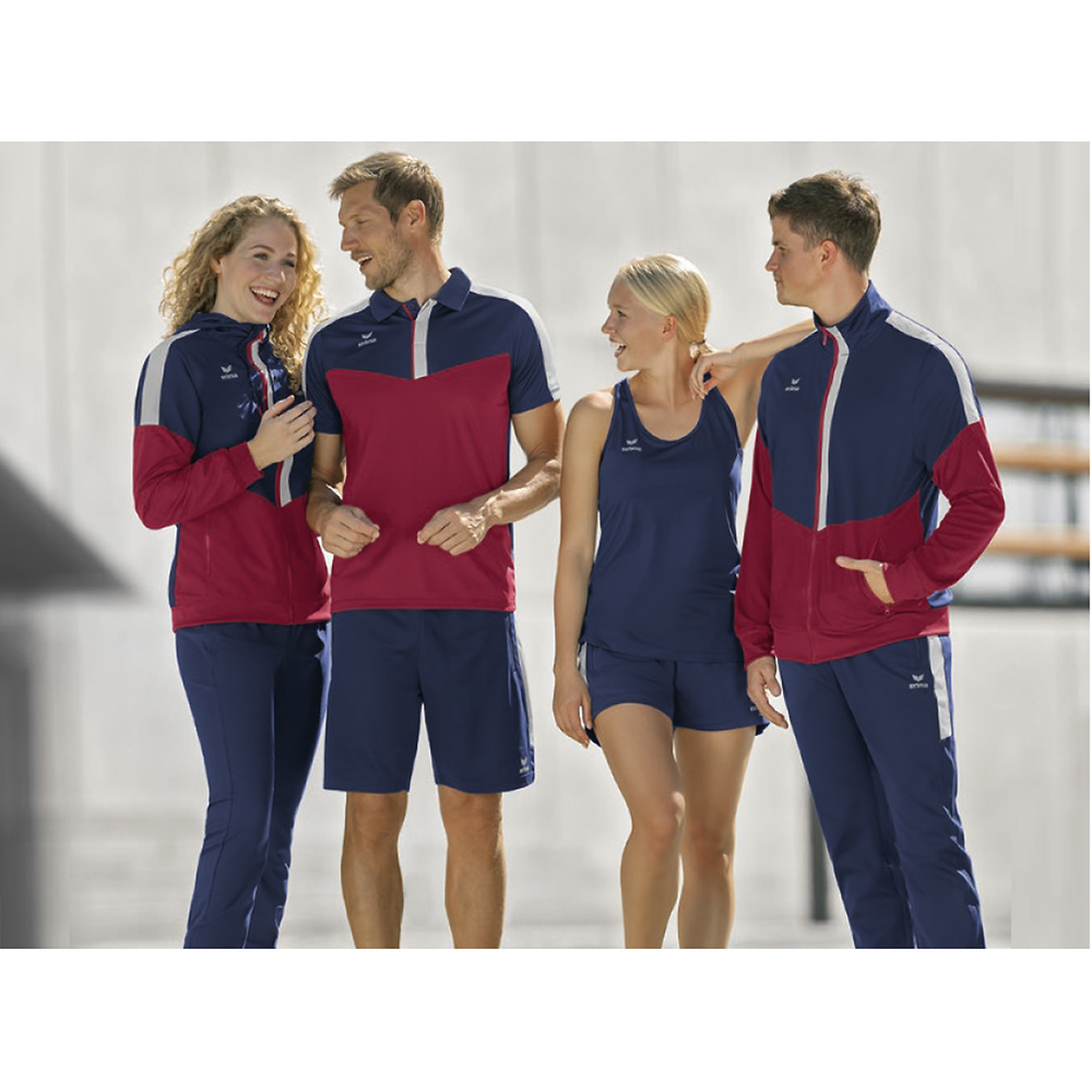 ERIMA SQUAD TRAINING JACKET WITH HOOD, NAVY-BORDEAUX-SILVER KIDS. 