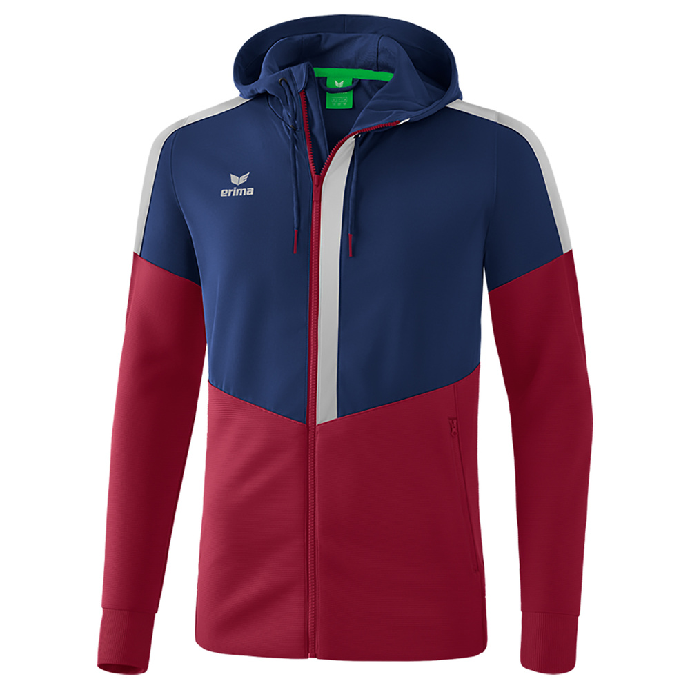 ERIMA SQUAD TRAINING JACKET WITH HOOD, NAVY-BORDEAUX-SILVER MEN. 