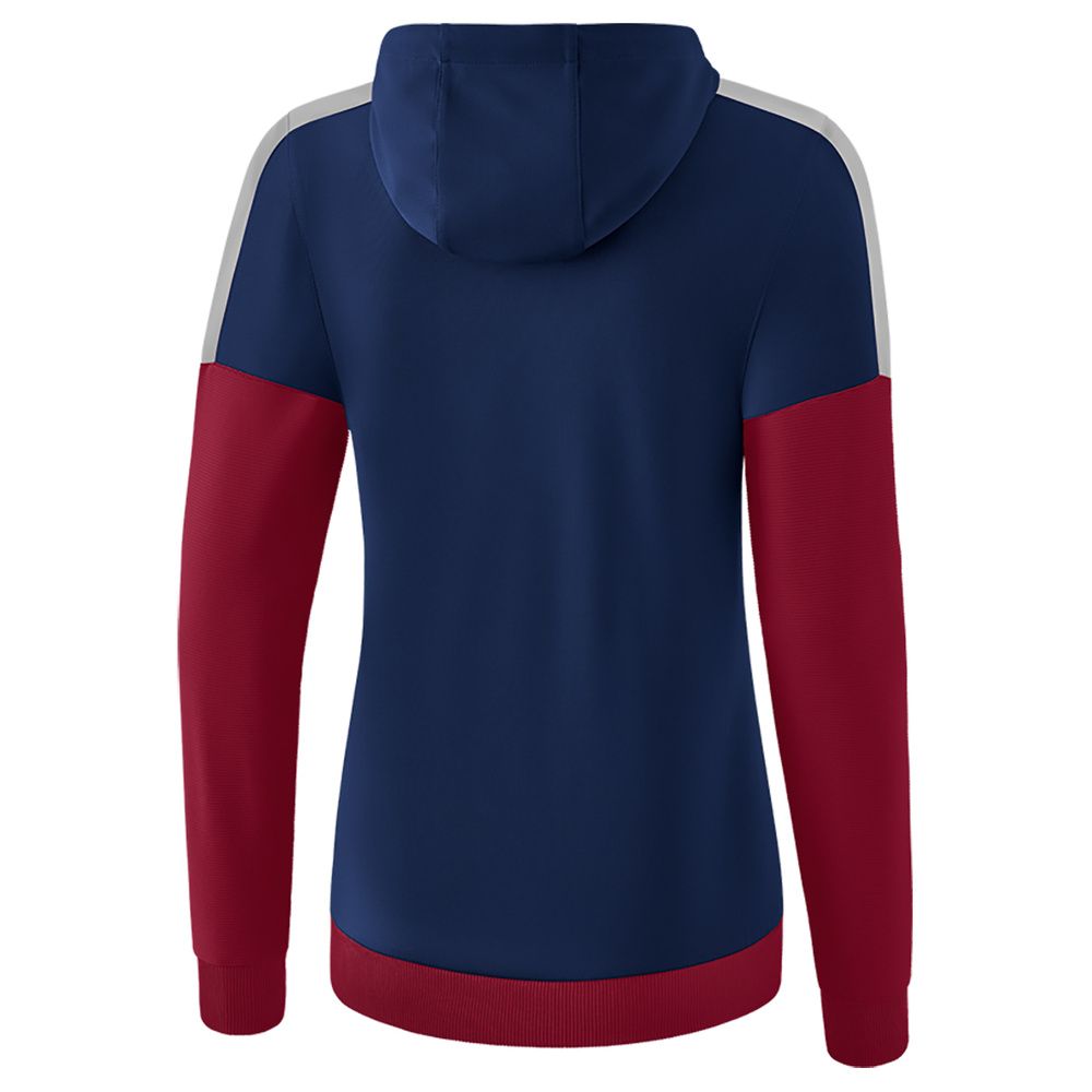 ERIMA SQUAD TRAINING JACKET WITH HOOD, NAVY-BORDEAUX-SILVER WOMEN. 