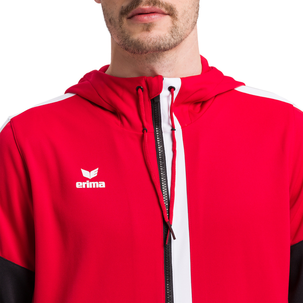 ERIMA SQUAD TRAINING JACKET WITH HOOD, RED-BLACK-WHITE KIDS. 