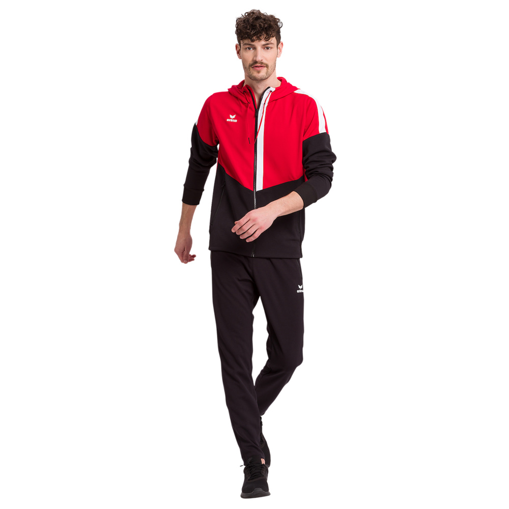 ERIMA SQUAD TRAINING JACKET WITH HOOD, RED-BLACK-WHITE KIDS. 