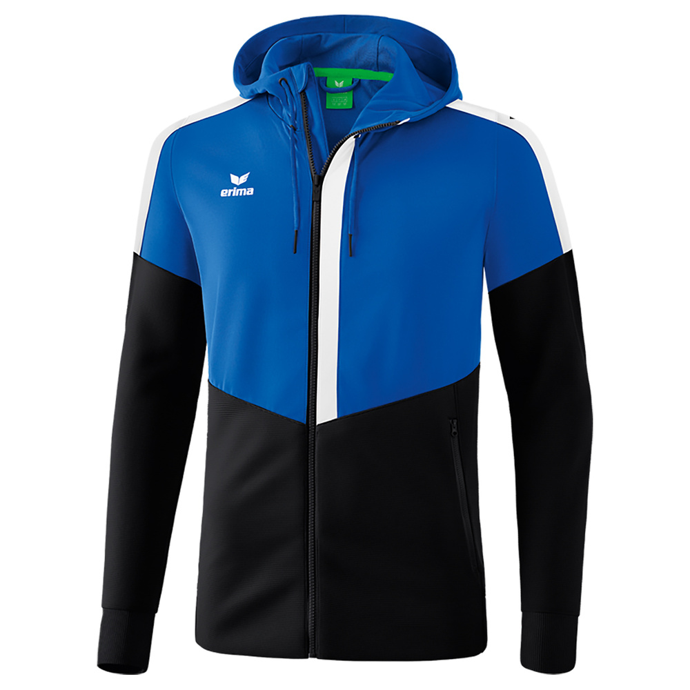 ERIMA SQUAD TRAINING JACKET WITH HOOD, ROYAL-BLACK-WHITE KIDS. 