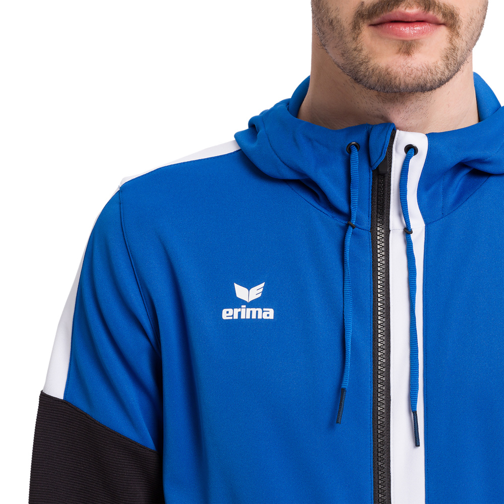 ERIMA SQUAD TRAINING JACKET WITH HOOD, ROYAL-BLACK-WHITE KIDS. 