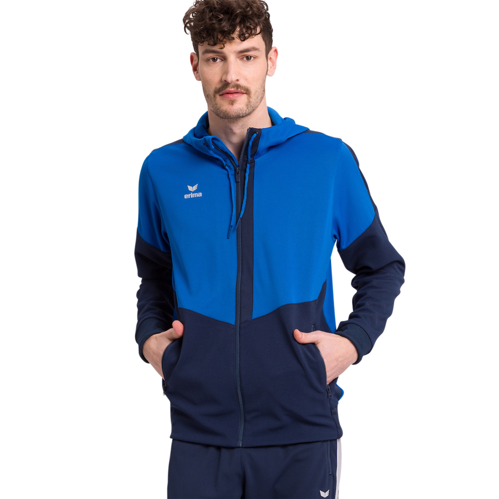 ERIMA SQUAD TRAINING JACKET WITH HOOD, ROYAL-NAVY KIDS. 