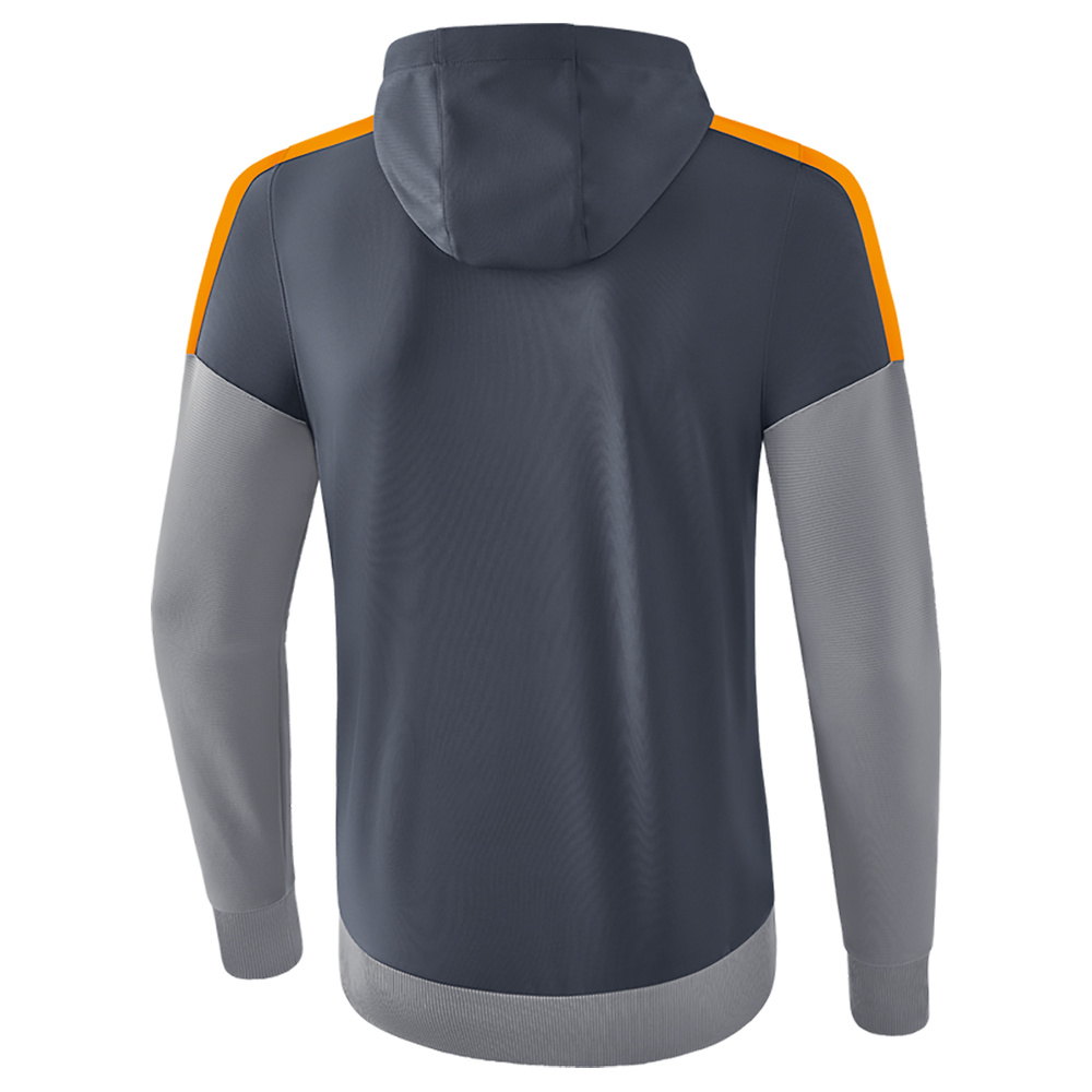 ERIMA SQUAD TRAINING JACKET WITH HOOD, SLATE GREY-GREY-ORANGE KIDS. 