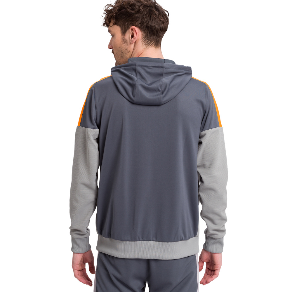 ERIMA SQUAD TRAINING JACKET WITH HOOD, SLATE GREY-GREY-ORANGE MEN. 