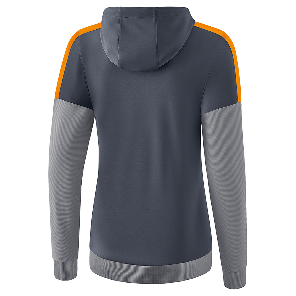 ERIMA SQUAD TRAINING JACKET WITH HOOD, SLATE GREY-GREY-ORANGE WOMEN. 