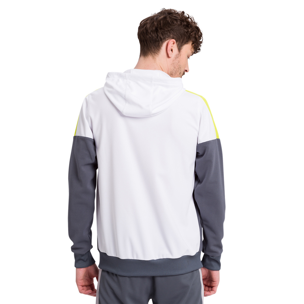 ERIMA SQUAD TRAINING JACKET WITH HOOD, WHITE-GREY SLATE-LIME MEN. 