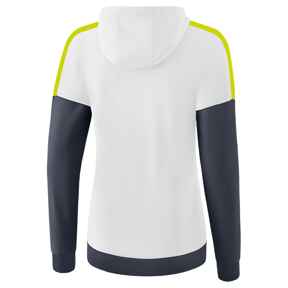 ERIMA SQUAD TRAINING JACKET WITH HOOD, WHITE-SLATE GREY-LIME WOMEN. 