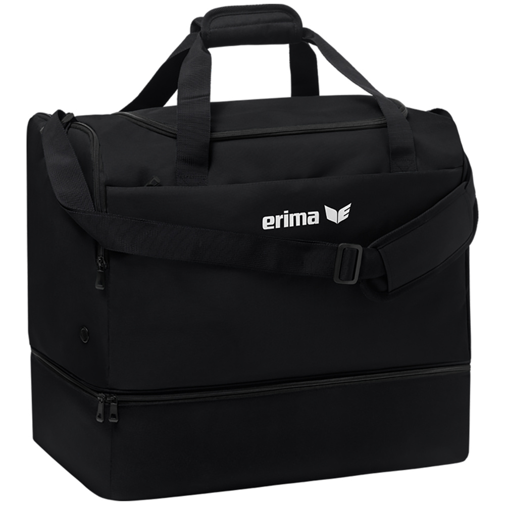 ERIMA TEAM SPORTS BAG WITH BOTTOM COMPARTMENT, BLACK. 