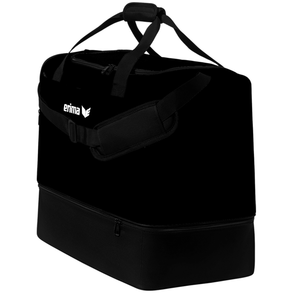 ERIMA TEAM SPORTS BAG WITH BOTTOM COMPARTMENT, BLACK. 