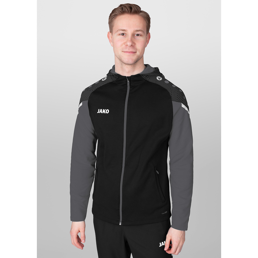 HOODED JACKET JAKO PERFORMANCE, BLACK-ANTHRA LIGHT KIDS. 