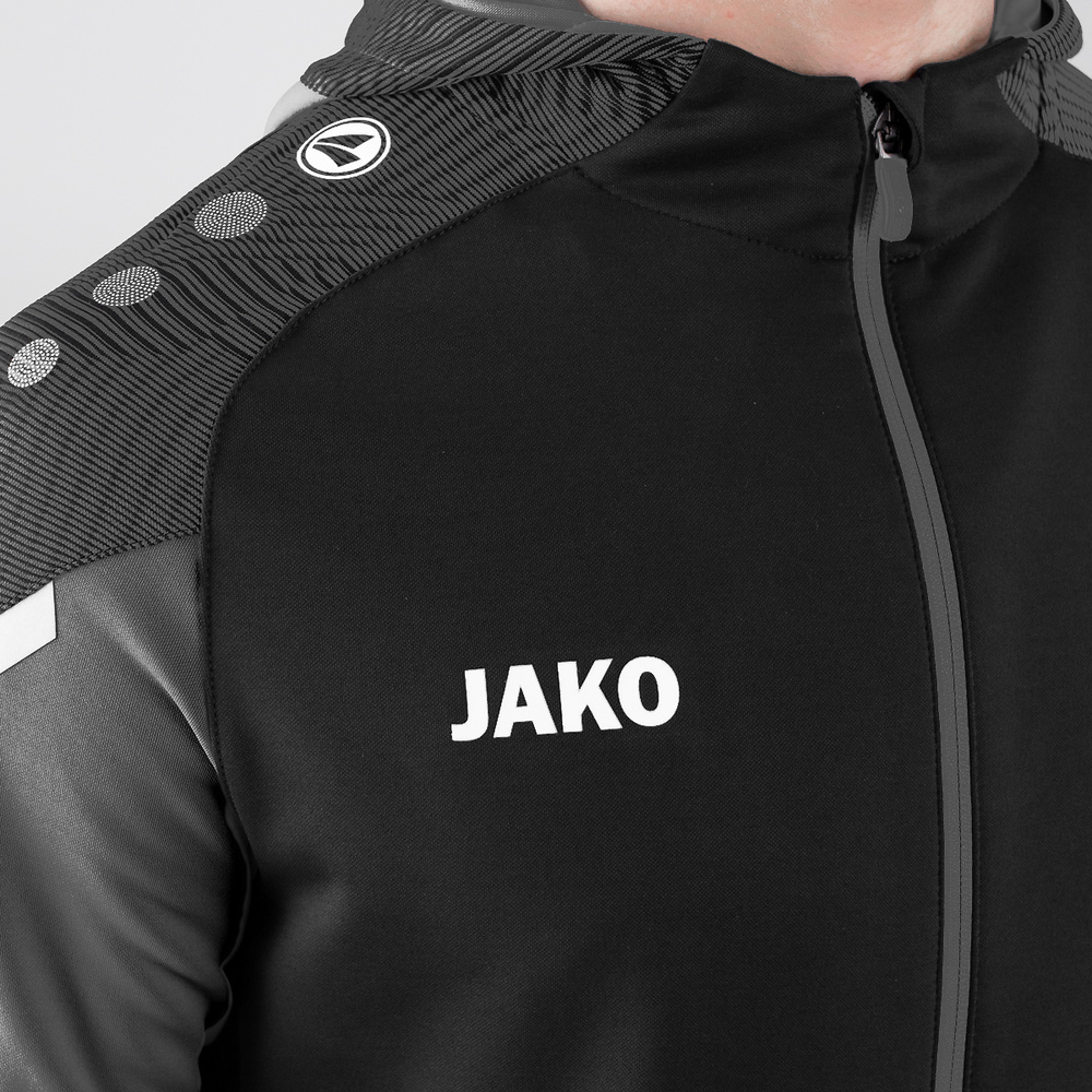 HOODED JACKET JAKO PERFORMANCE, BLACK-ANTHRA LIGHT KIDS. 